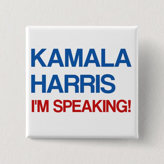 Badge Carré 5 Cm Kamala Harris Je parle ! (Devant)