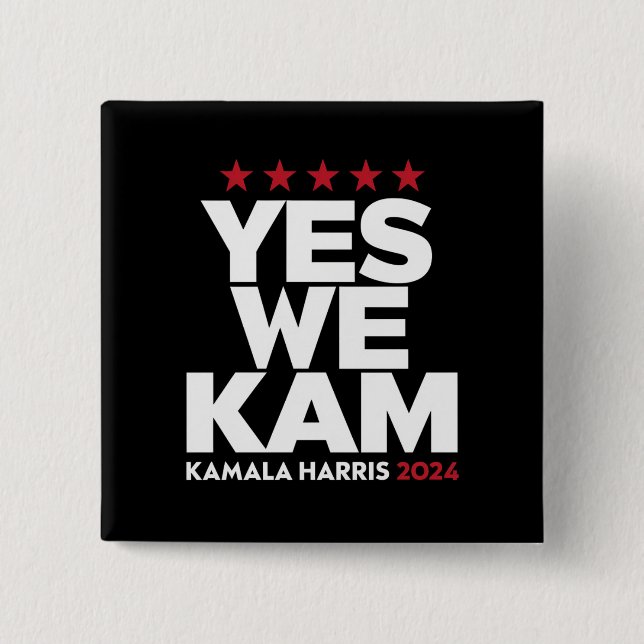 Badge Carré 5 Cm Kamala Harris Oui Nous Kam pour le président améri (Devant)