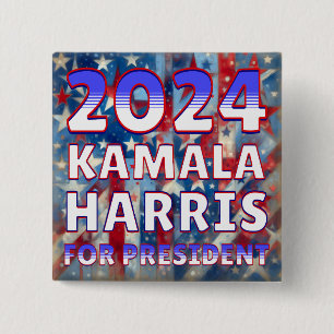 Badge Carré 5 Cm Kamala Harris pour le président 2024