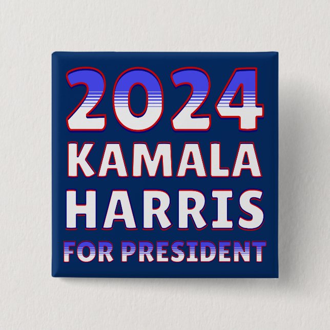 Badge Carré 5 Cm Kamala Harris pour le président 2024 (Devant)