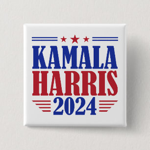 Badge Carré 5 Cm Kamala Harris Présidente USA Amérique 2024