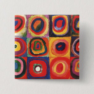 Badge Carré 5 Cm Kandinsky Farbstudie Quadrate Squares Circles Art