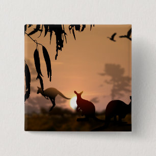 Badge Carré 5 Cm Kangaroos