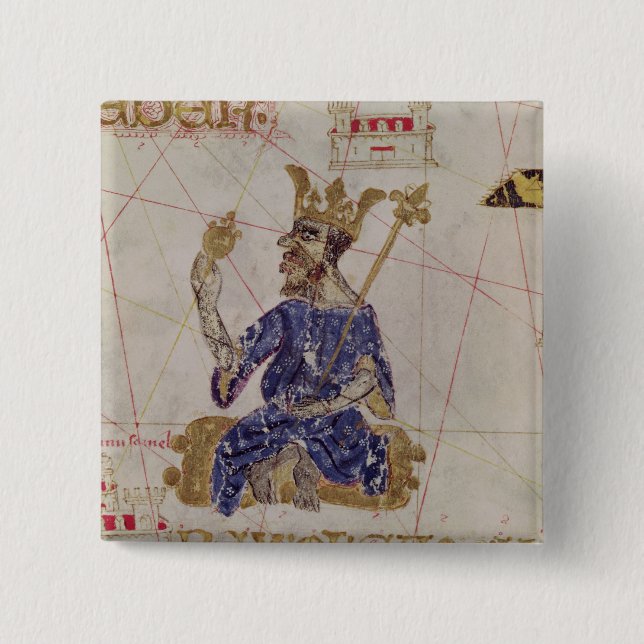 Badge Carré 5 Cm Kankou Mousa, roi du Mali (Devant)