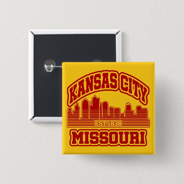 Badge Carré 5 Cm Kansas City, Missouri (Devant & derrière)