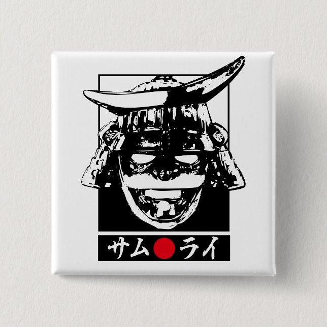Badge Carré 5 Cm [Katakana] Samurai (Devant)