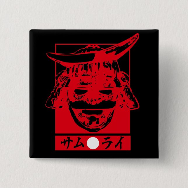 Badge Carré 5 Cm [Katakana] Samurai (Devant)