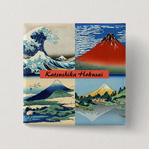 Badge Carré 5 Cm Katsushika Hokusai - 36 Vues sur le Mont Fuji