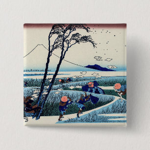 Badge Carré 5 Cm Katsushika Hokusai - Ejiri dans la province de Sur
