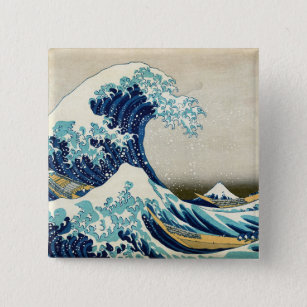 Badge Carré 5 Cm Katsushika Hokusai - La Grande vague au large de K