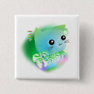 Badge Carré 5 Cm Kawaii Cartoon Kitten