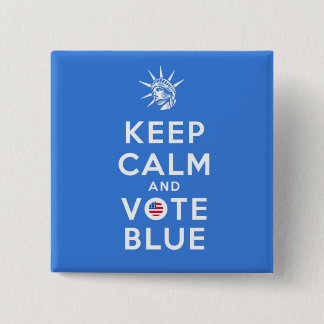 BADGE CARRÉ 5 CM KEEP CALM AND VOTE BLUE