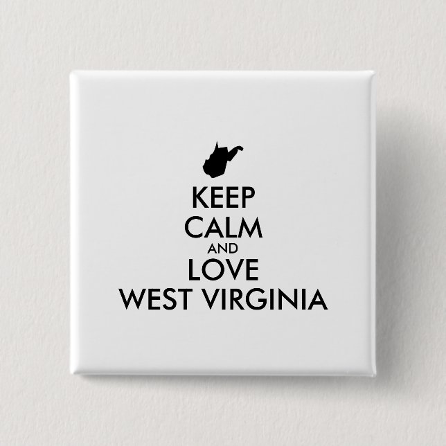 Badge Carré 5 Cm KEEP CALM et LOVE WEST VIRGINIA (Devant)