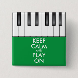 Badge Carré 5 Cm KEEP CALME personnalisé et JOUER ON - piano clavie