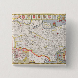 Badge Carré 5 Cm Kent, gravé par Jodocus Hondius