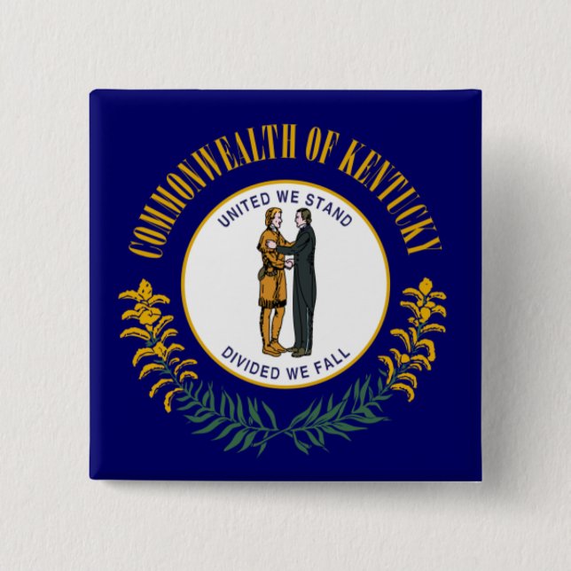 Badge Carré 5 Cm Kentucky : Commonwealth Bluegrass Drapeau de l'Éta (Devant)