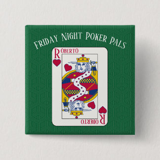 Badge Carré 5 Cm King of Hearts Nom personnalisé Carte de jeu