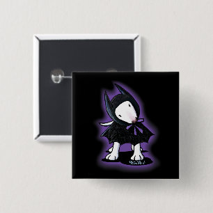 Badge Carré 5 Cm KiniArt Bat Dog Bull Terrier Pin