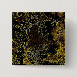 Badge Carré 5 Cm Kitsy la sorcière