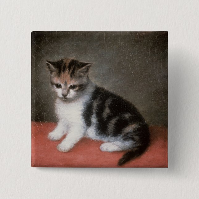 Badge Carré 5 Cm Kitten de Mlle Ann White's, 1790 de George Stubbs (Devant)