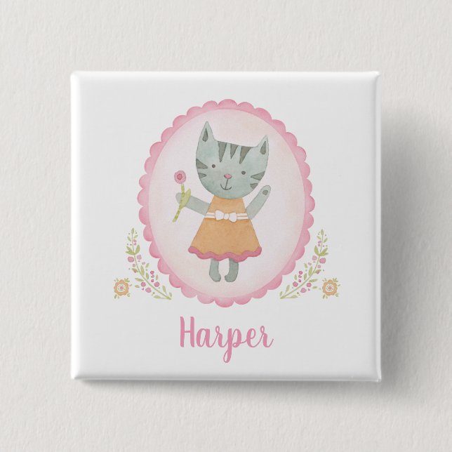 Badge Carré 5 Cm Kitty Cat (Devant)