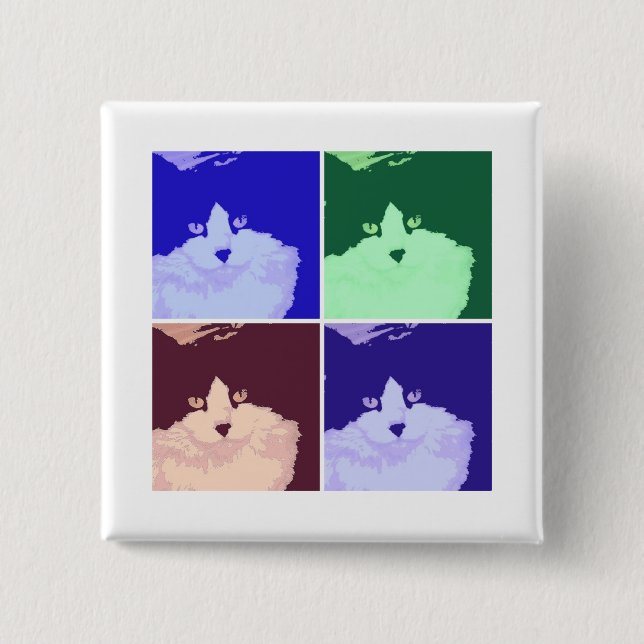 Badge Carré 5 Cm Kitty Cat Pop Art (Devant)