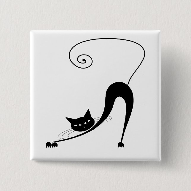 Badge Carré 5 Cm Kitty fantaisie noir 2 (Devant)