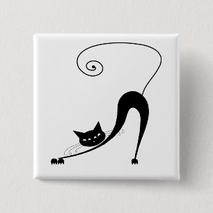 Badge Carré 5 Cm Kitty fantaisie noir 2