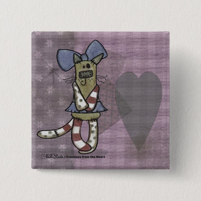 Badge Carré 5 Cm Kitty primitif (Devant)