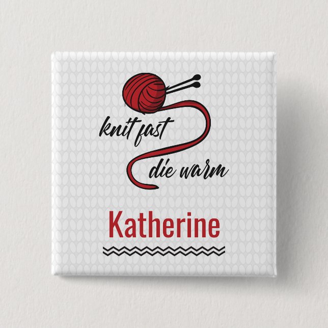 Badge Carré 5 Cm Knit Rouge Rapide, Mourir Chaud (Devant)