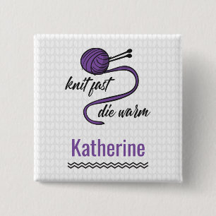 Badge Carré 5 Cm Knit Violet Rapide, Mourir Chaud
