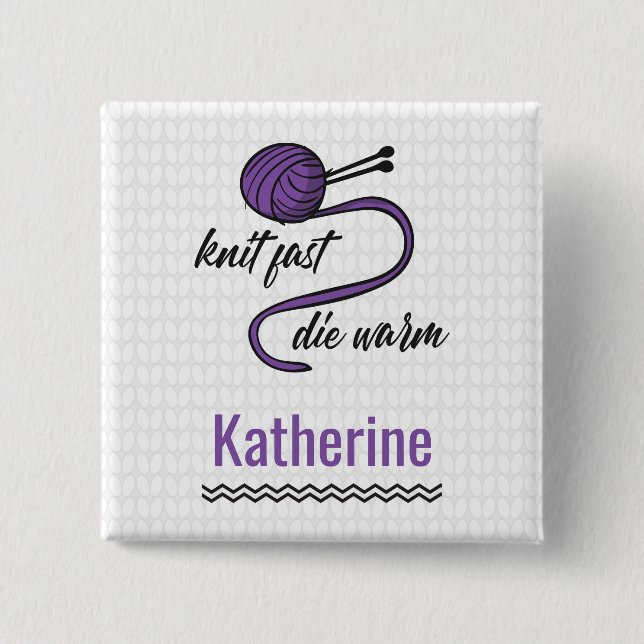 Badge Carré 5 Cm Knit Violet Rapide, Mourir Chaud (Devant)