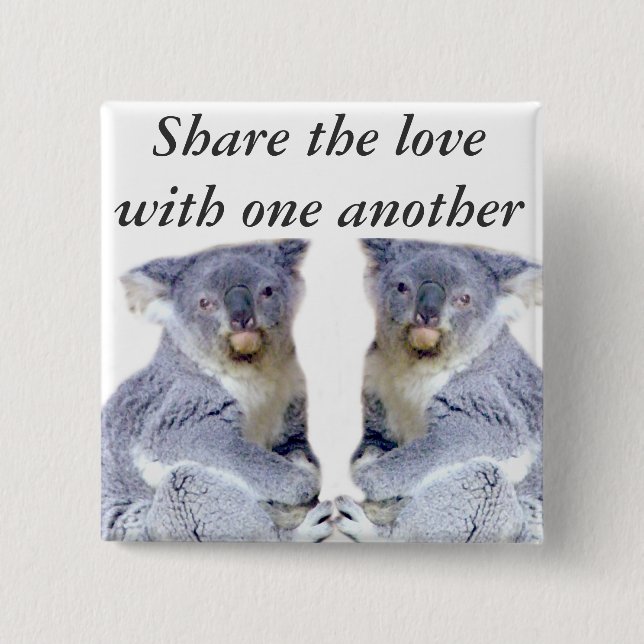 Badge Carré 5 Cm Koala Bears Love_ (Devant)