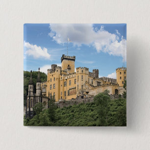 Badge Carré 5 Cm Koblenz, Allemagne, Château de Stolzenfels, Schlo