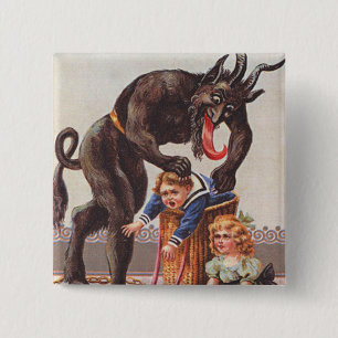 Badge Carré 5 Cm Krampus enlève des enfants
