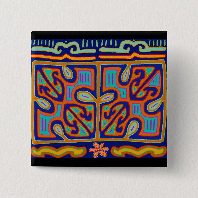 Badge Carré 5 Cm Kuna Indian Music Box (Devant)