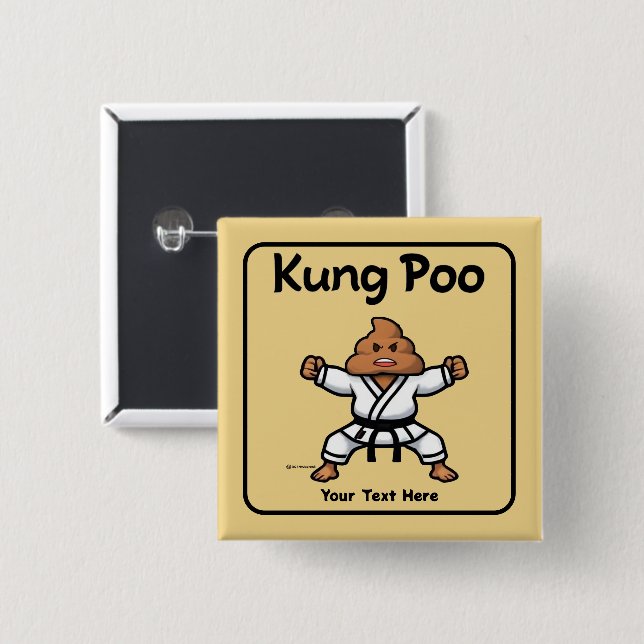 Badge Carré 5 Cm Kung Poo Karate (Devant & derrière)