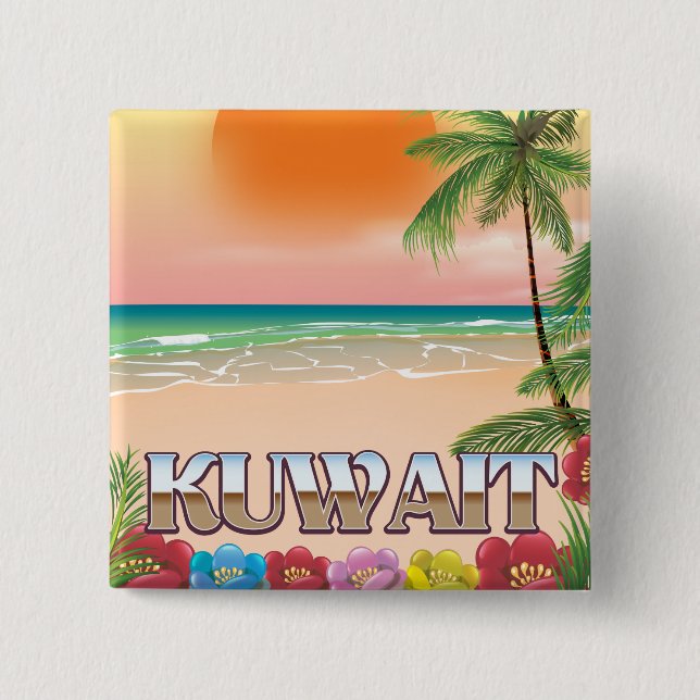 Badge Carré 5 Cm kuwait beach travel poster (Devant)