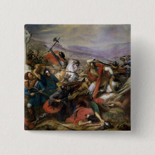 Badge Carré 5 Cm La bataille de Poitiers, gagnée par Charles Marte