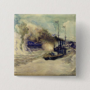 Badge Carré 5 Cm La bataille entre la flotte de la Mer Noire et