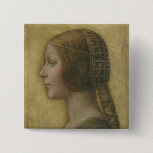 Badge Carré 5 Cm La Belle Princesse (par Léonard de Vinci)