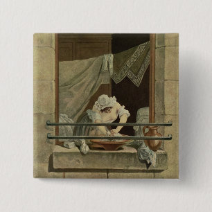 Badge Carré 5 Cm La blanchisseuse, gravée par J. Laurent Julien (c1