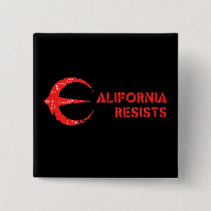 Badge Carré 5 Cm La Californie résiste au bouton Carré Noir