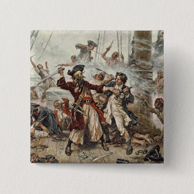 Badge Carré 5 Cm La capture de Blackbeard (Devant)