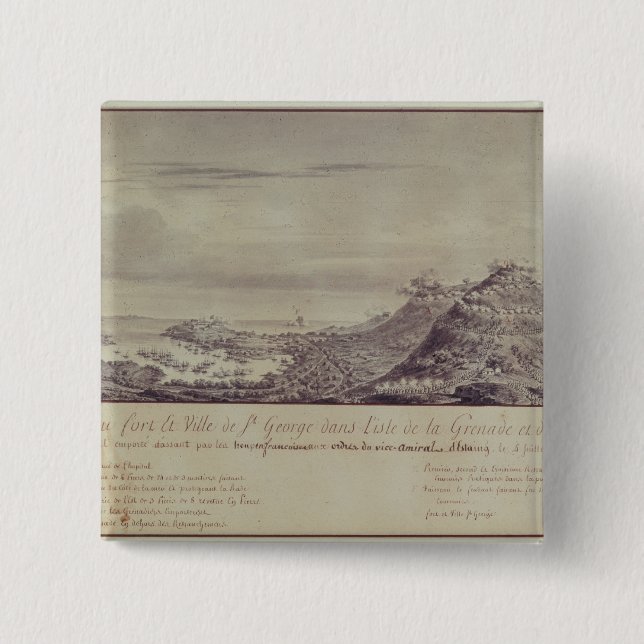 Badge Carré 5 Cm La capture française Grenada, 1779 (Devant)