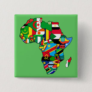 Badge Carré 5 Cm La carte africaine de l'Afrique marque le drapeau