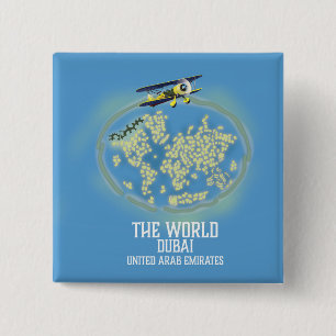Badge Carré 5 Cm La carte du Monde de Dubaï Émirats arabes unis