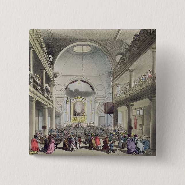 Badge Carré 5 Cm La chapelle catholique, champs d'auberge de (Devant)