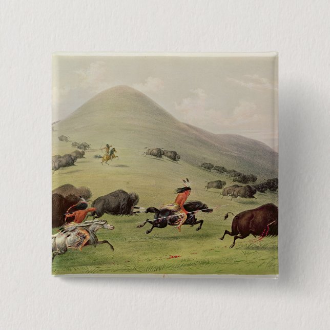 Badge Carré 5 Cm La chasse de Buffalo, c.1832 (Devant)