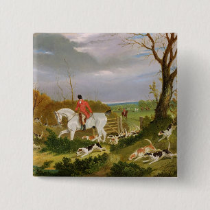 Badge Carré 5 Cm La chasse du Suffolk - allant couvrir près de